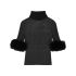 Black semi-sheer turtleneck sweater with fur trim