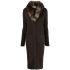 Brown cardigan-style dress with faux fur detailing