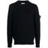Compass-patch crew-neck jumper in navy blue