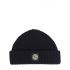 Blue logo-patch ribbed beanie