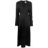 V-neck black long-sleeve midi dress