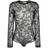 Semi-sheer floral-lace bodysuit