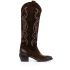 Brown texan boots with decorative stitching