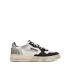 Super vintage low sneaker in black white and silver leather