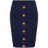 Blue pencil skirt with gold buttons
