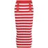 Red striped ribbed knit midi skirt
