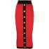 Red knitted midi skirt with buttons