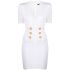 White knit short dress with v-neck