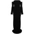 Black strapless evening dress with removable sleeves