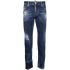 Jeans slim blu con effetto vissuto