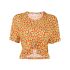 Multicoloured leopard print T-shirt with gathers