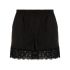 Black high-waisted lace-trim shorts