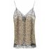 Nightgown in leopard-print silk charmeuse and lace