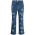 Star print flared cropped jeans