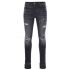 Grey MX1 skinny Jeans with leather details