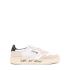 White and beige panelled lace-up sneakers