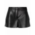 Black faux leather straight Shorts
