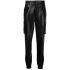 Black faux leather cargo Trousers