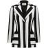 Black and white striped fitted single-breasted Jacket