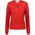Red fine knit V-neck long sleeved Sweater