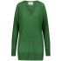 Green over V-neck and long sleeved Sweater