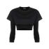 Le Double cropped layered black T-shirt