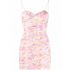 Fitted sweetheart mini dress in light pink floral print