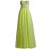 Abito bustier lungo in tulle verde lime