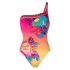 One-piece swimsuit with multicolor graphic print