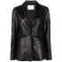 Black single-breasted leather blazer