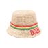 Beige raffia bucket hat with logo