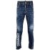 Blue tapered jeans with print