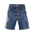 Blue denim shorts with worn effect and logo