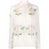White silk floral print bow blouse