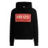 Black hooded sweatshirt with logo embroidery on chest