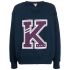 Blue crewneck sweatshirt with K logo