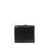 Black embossed grained leather bi-fold wallet with zipper