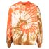 Orange crewneck sweatshirt with tie-dye pattern