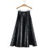 Wide black midi skirt with crocodile pattern