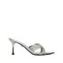 Silver Leonie mules with jewel detail