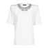 White T-shirt with jewelled neck detail