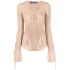 Cardigan a coste beige con coulisse
