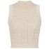 Beige sleeveless knit perforated monogrammed top