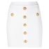 White knit mini skirt with buttons