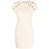 Ivory short dress with gold button decoration