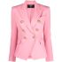 Pink double-breasted blazer with gold buttons
