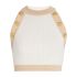 White crop top with gold contrast border