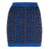 Blue knit miniskirt with all-over monogram pattern