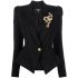 Single-breasted black tailored blazer with gold snake