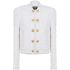 White tweed single-breasted blazer with gold buttons